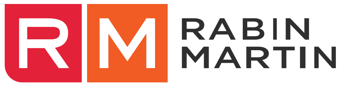 The logo for rm rabin martin, a company dedicated to promoting health equity and implementing business strategies that benefit communities.