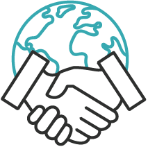 A handshake symbolizing climate action, with a globe in the background representing global population health.