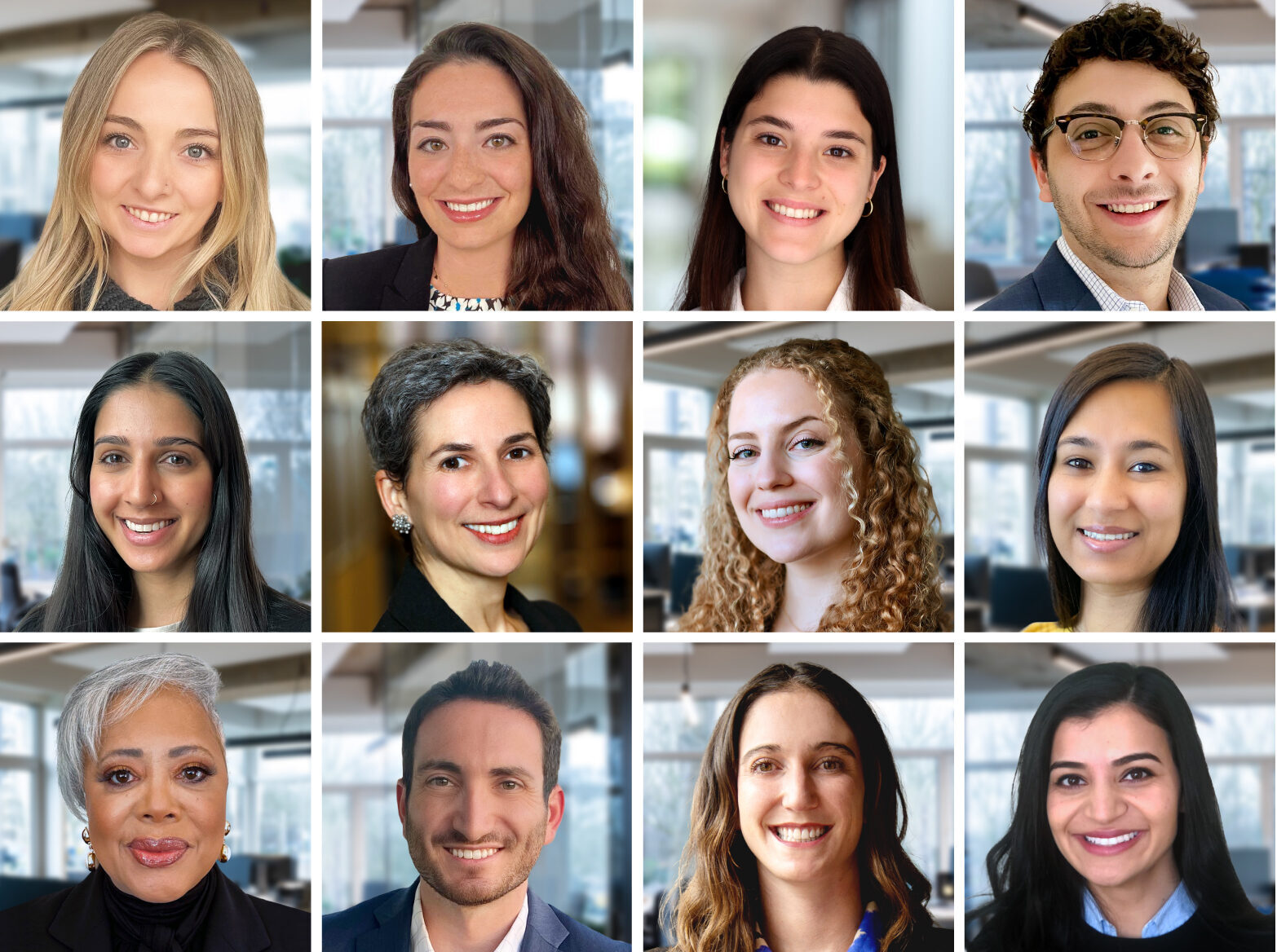 Grid of 15 people smiling, posed in professional settings, each with a neutral background. Highlighting their global health expertise and showcasing partnerships that drive innovation.